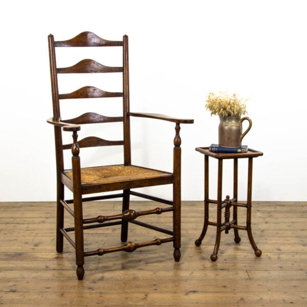 M-2831 Antique Ladder Back Armchair with Rush Seat Penderyn Antiques (1)