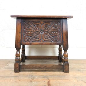 20th Century Carved Oak Box Stool