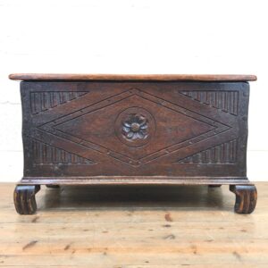 Carved Oak Trunk with Metal Liner