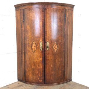 Antique Oak Bow Front Corner Cupboard