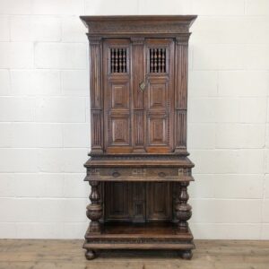Antique Carved Oak Cupboard on Stand