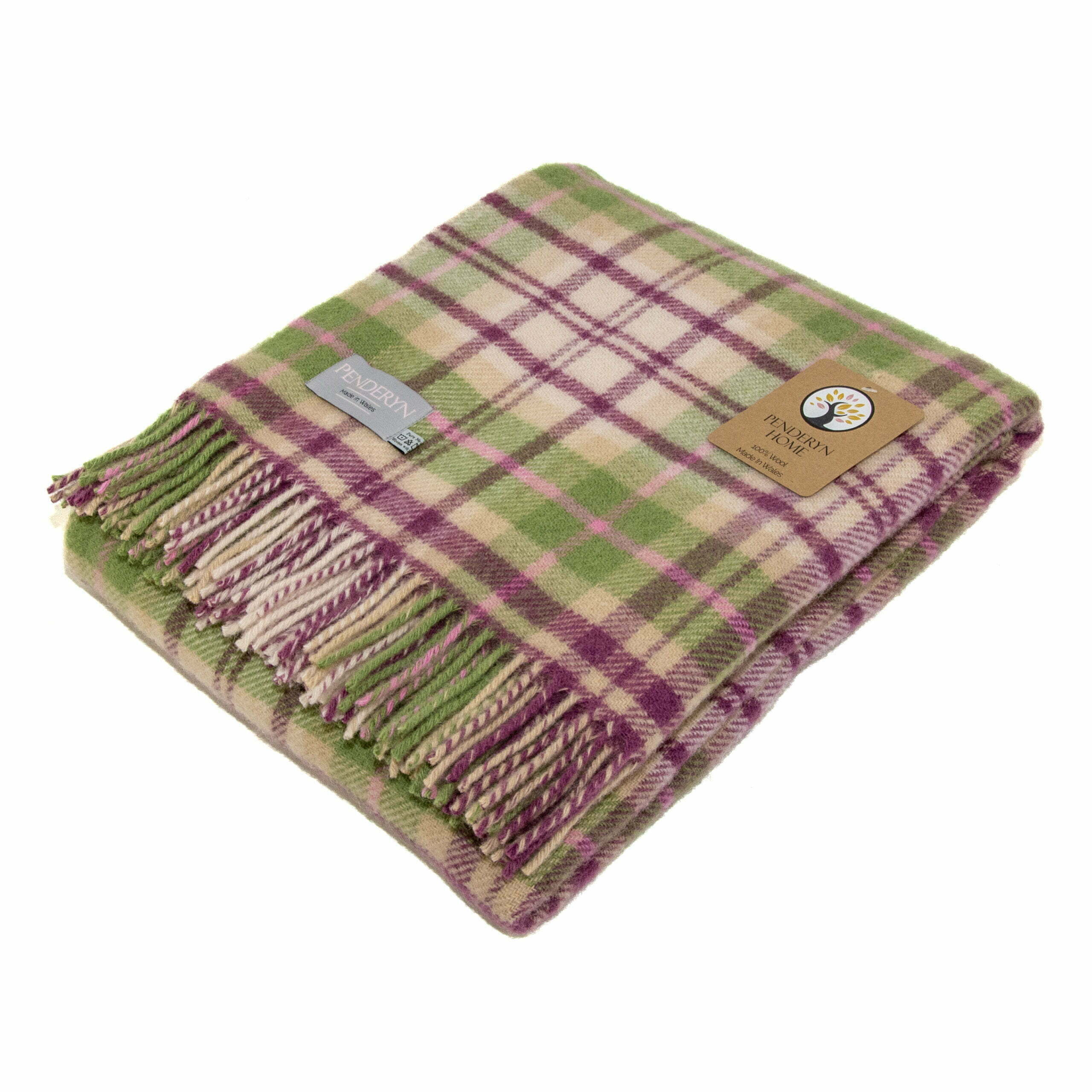 Purple, Pink and Green Tartan Check Welsh Blanket