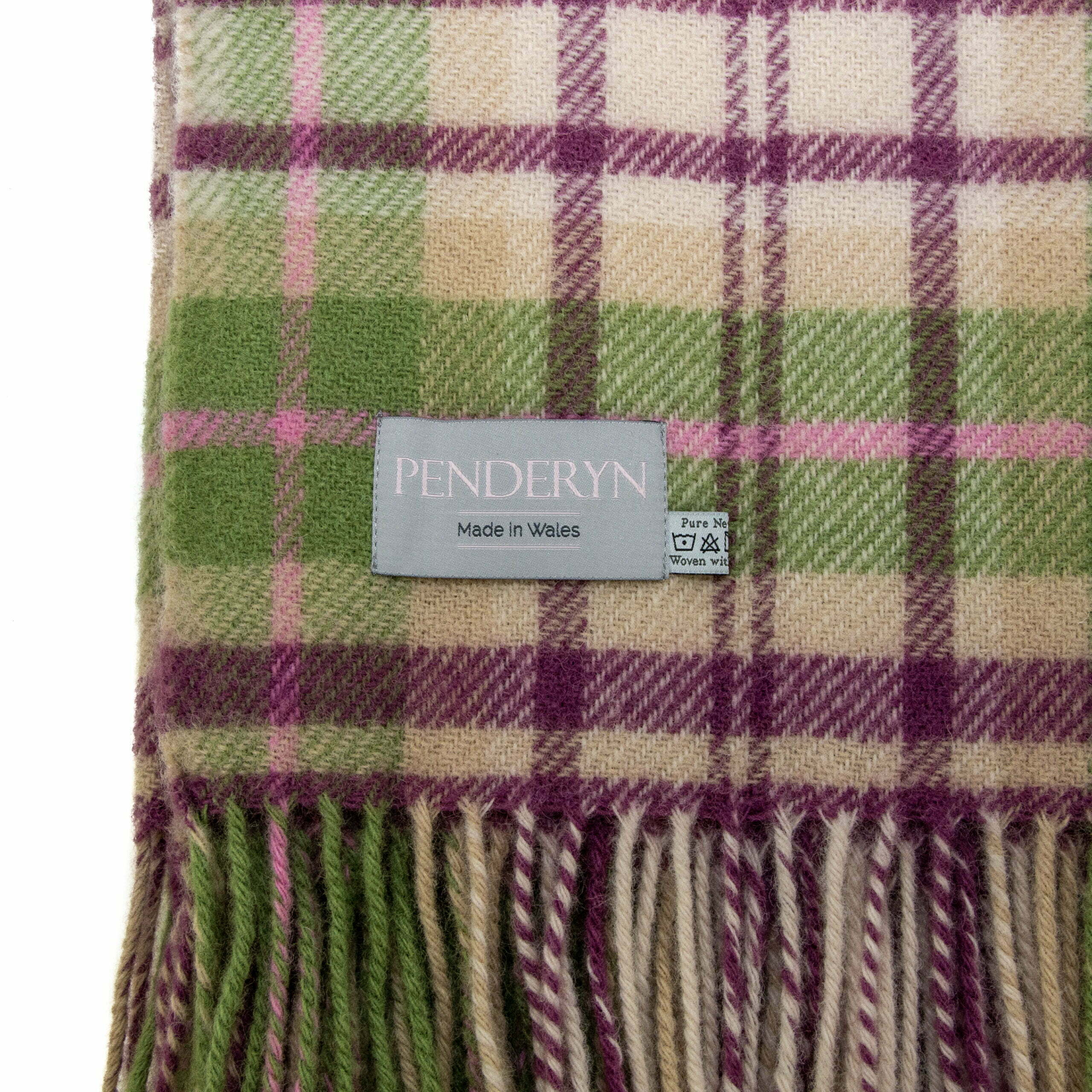 Purple, pink and green check Welsh blanket