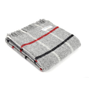 Grey, Black and Red Welsh Blanket