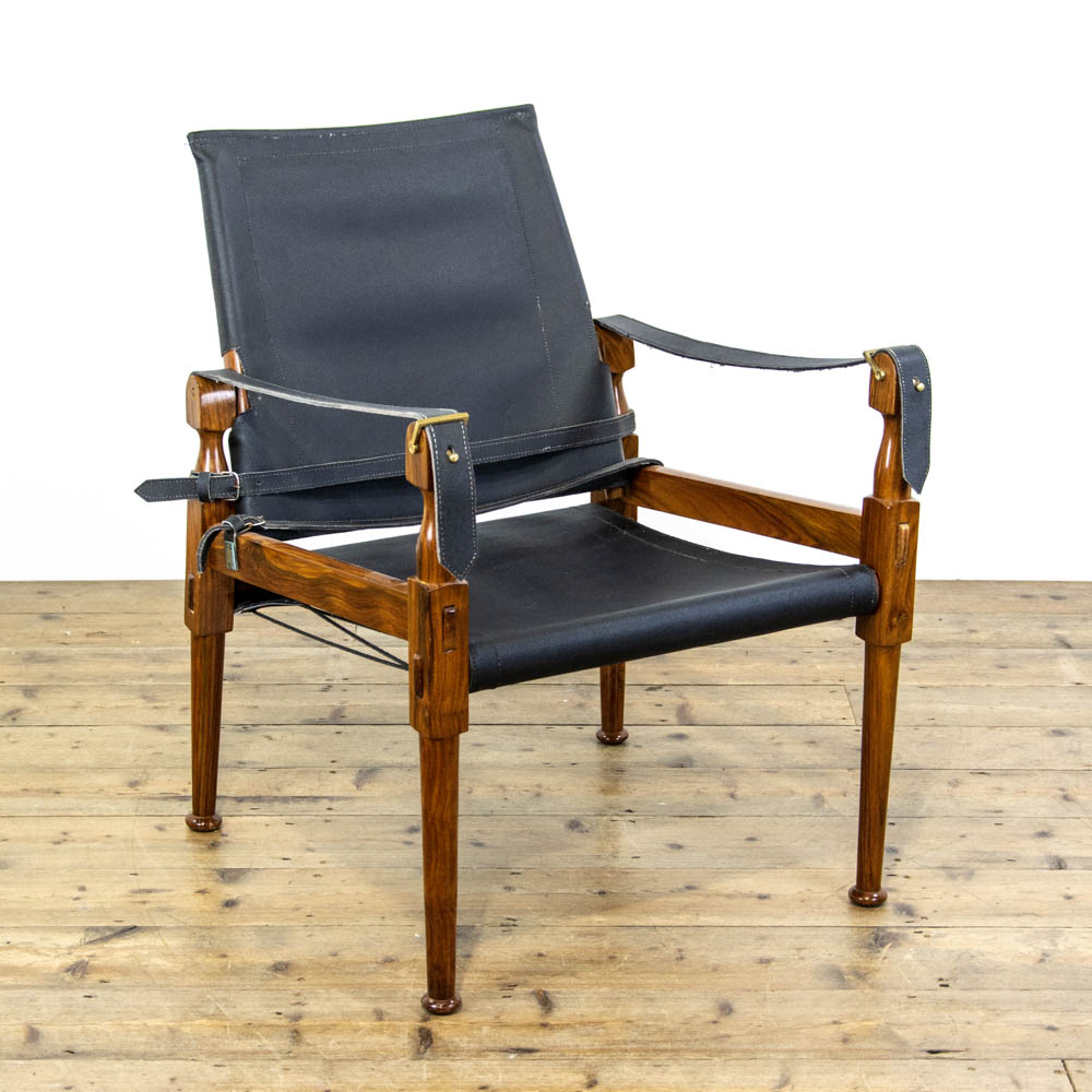 Rosewood and Leather Safari Chair