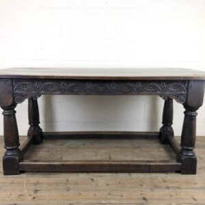 Antique Oak Dining Table with Plank Top