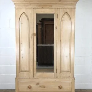 Antique Pine Wardrobe with Mirror