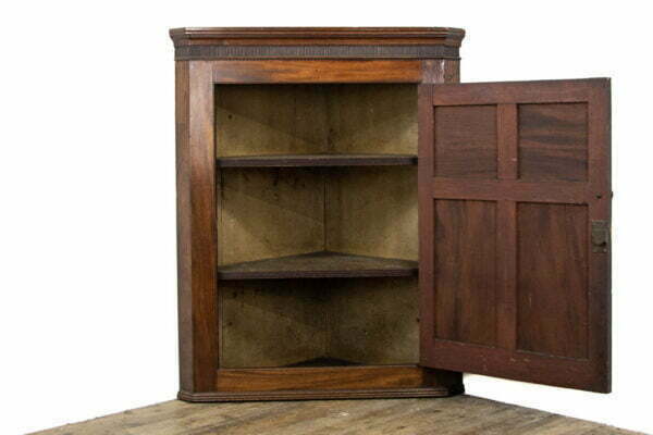 M-1696 Antique 19th Century Mahogany Hanging Corner Cupboard Penderyn Antiques (2)