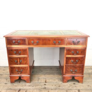 Late 20th Century Yew Wood Pedestal Desk