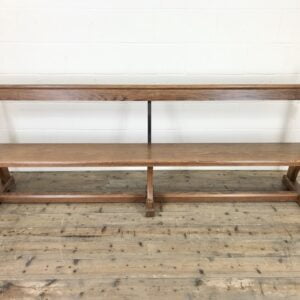 Antique Pitch Pine Pew Bench with Shaped Sides