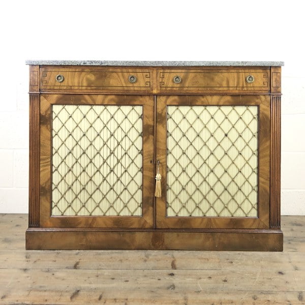 Mahogany Sideboard Cabinet with Marble Top