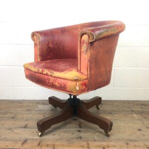 Antique Distressed Leather Swivel Armchair