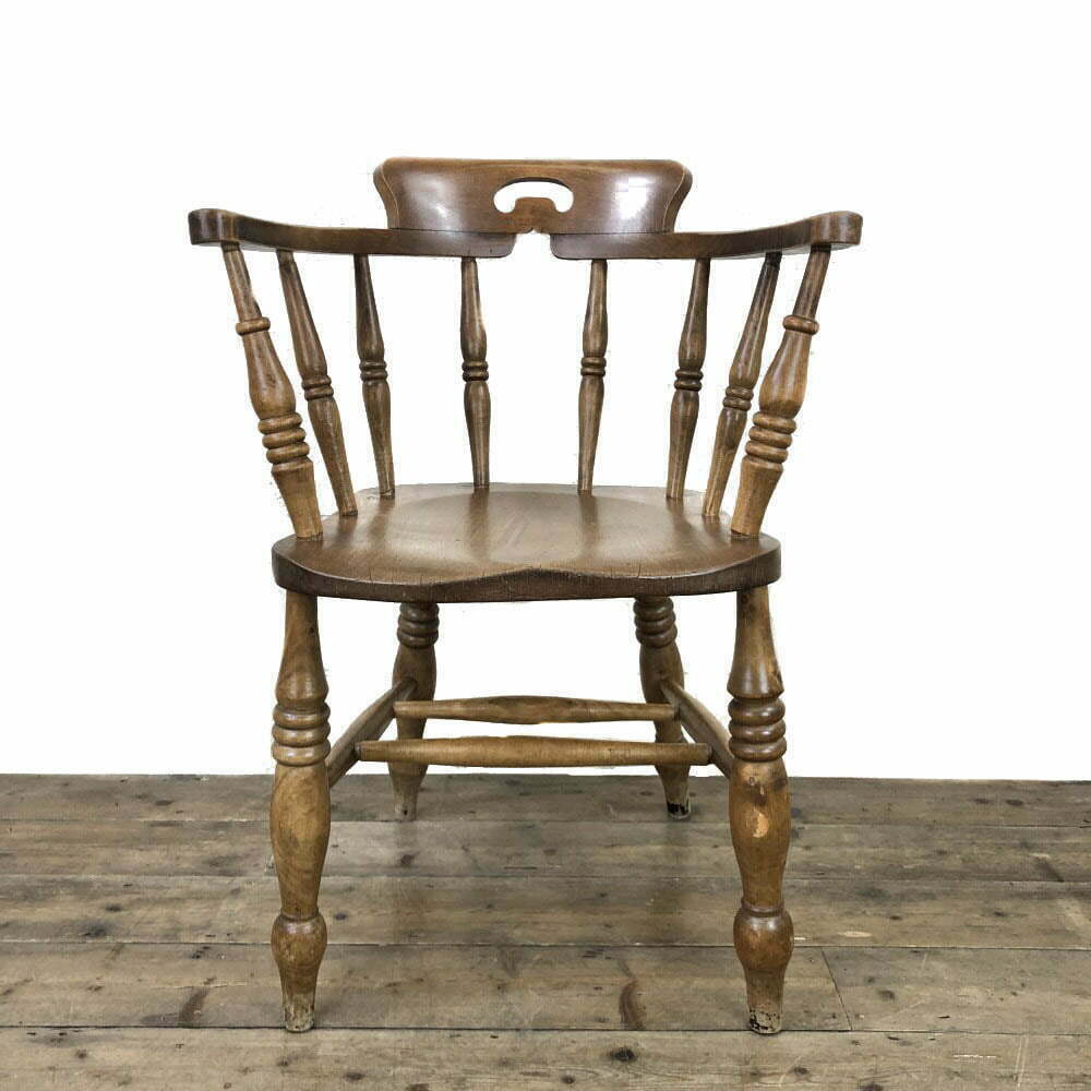 Antique Beech Spindle Back Smokers Bow Chair
