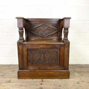 Early 20th Century Antique Carved Oak Hall Seat