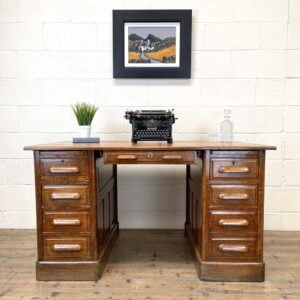 Antique Oak Pedestal Desk