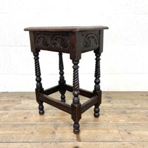 Craved Oak Stool or Side Table