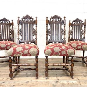 Set of Four Victorian Carved Oak Dining Chairs