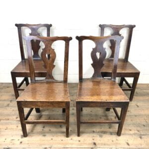 Set of Four Antique Country Oak Chairs