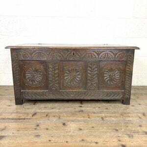 Antique 18th Century Carved Oak Coffer