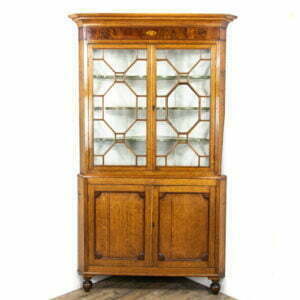 M-2598 Antique Oak Glazed Corner Cupboard Penderyn Antiques (1)