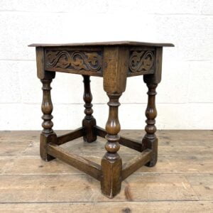 Antique Carved Oak Joint Stool