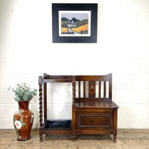 Antique Oak Hall Stand Seat