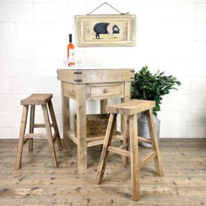 Rustic Wooden Butcher’s Block with Marble Top