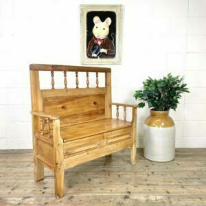 Vintage Pine Settle Bench with Storage