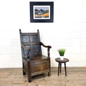 Antique 18th Century Oak Panel Back Armchair