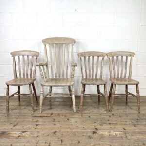 Set of Four Slat Back Antique Kitchen Chairs