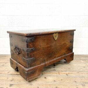 Antique Mahogany Metal Bound Trunk with Wheels