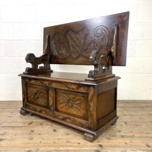 Vintage Oak Monk’s Bench with Storage
