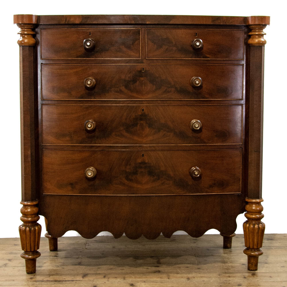 Large Antique Mahogany Bow Front Chest of Drawers
