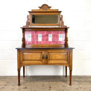 Antique Edwardian Oak and Marble Washstand