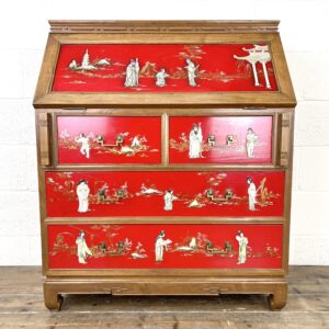 Vintage Teak Chinoiserie Bureau