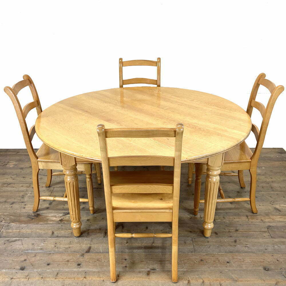 Handmade Circular Dining Table & Four Chairs