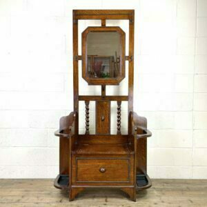 Antique Oak Hall Stand with Seat