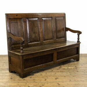 Antique Oak Settle with Panelled Back