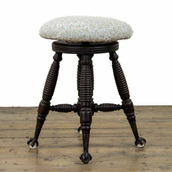 M-3384 Edwardian Piano Stool With Glass Feet Penderyn Antiques (1)