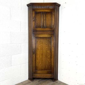 Carved Oak Corner Hall Cupboard