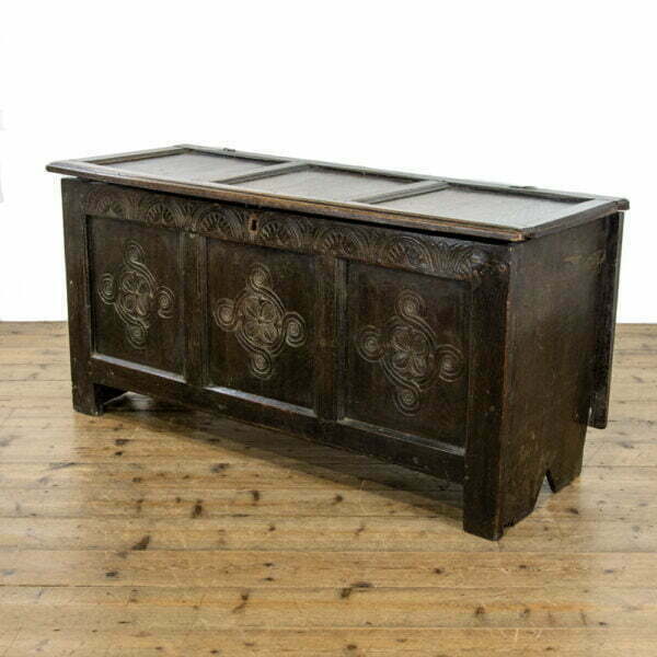 M-3551 Antique Oak Carved Coffer Penderyn Antiques (1)