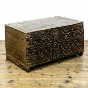 Antique Carved Oak and Deal Trunk