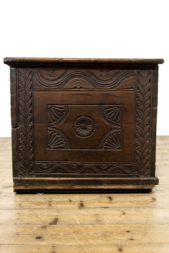 M-3596 19th Century Antique Carved Oak Coffer Penderyn Antiques (7)