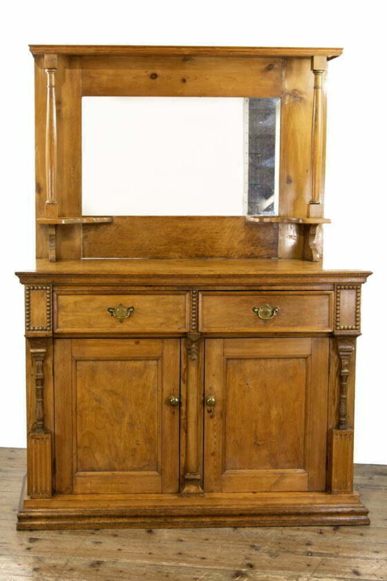 M-3651 Antique Oak and Pine Sideboard with Mirror Top Penderyn Antiques (2)