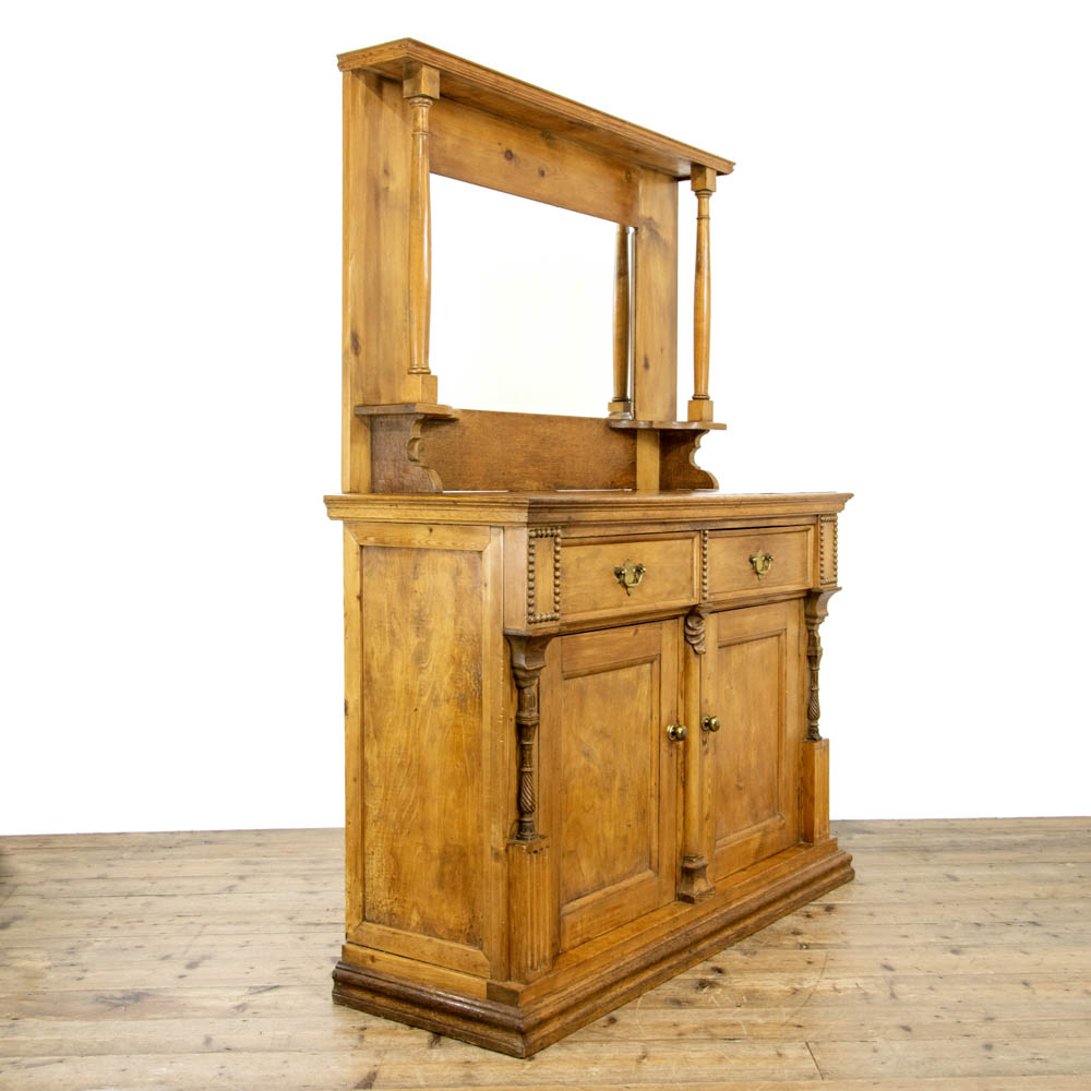 Antique Oak and Pine Sideboard with Mirror Top