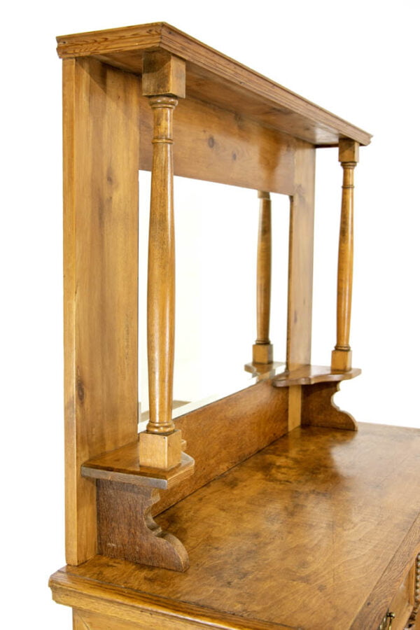 M-3651 Antique Oak and Pine Sideboard with Mirror Top Penderyn Antiques (6)