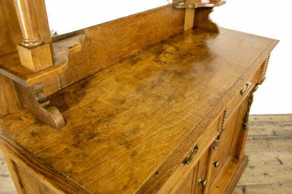 M-3651 Antique Oak and Pine Sideboard with Mirror Top Penderyn Antiques (7)