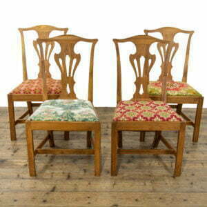 Set of Four Elm Dining Chairs with Tapestry Seats