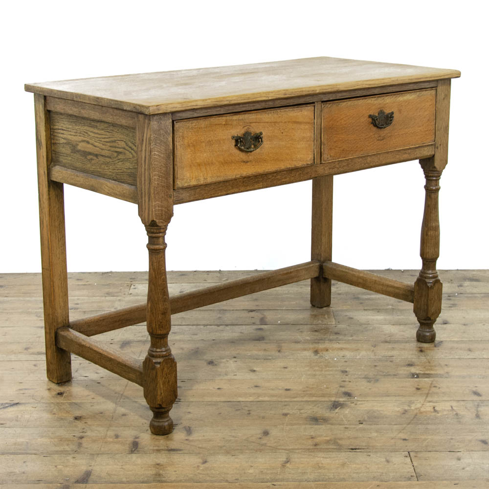 Antique Pale Oak Side Table with Drawers