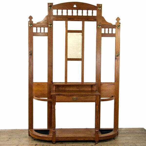 M-3716 Large Antique Pitch Pine Hall Stand Penderyn Antiques (1)
